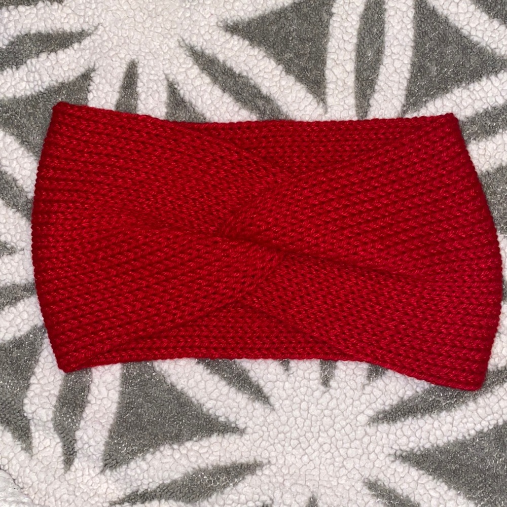Handmade Messy bun Ear warmer Red..